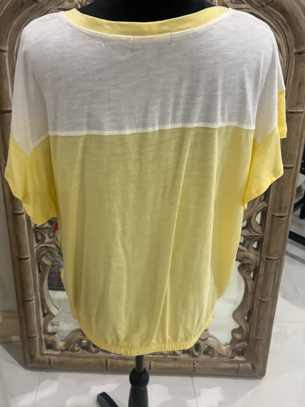 Democracy Yellow and White Lightweight Top - Picture 2 of 3